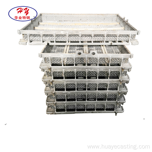 Precision casting heat resistant heat treatment baskets