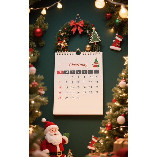 Christmas-Themed Calendar with Week Numbers