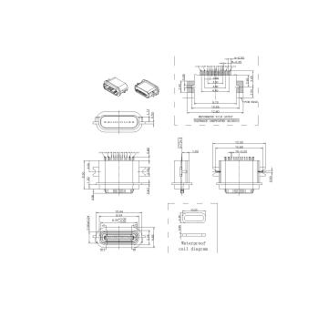 16P Female Waterproof SMT Type L=6.5mm