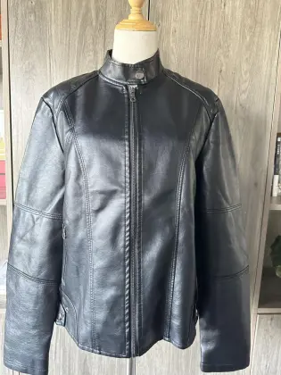 Leather biker jacket women