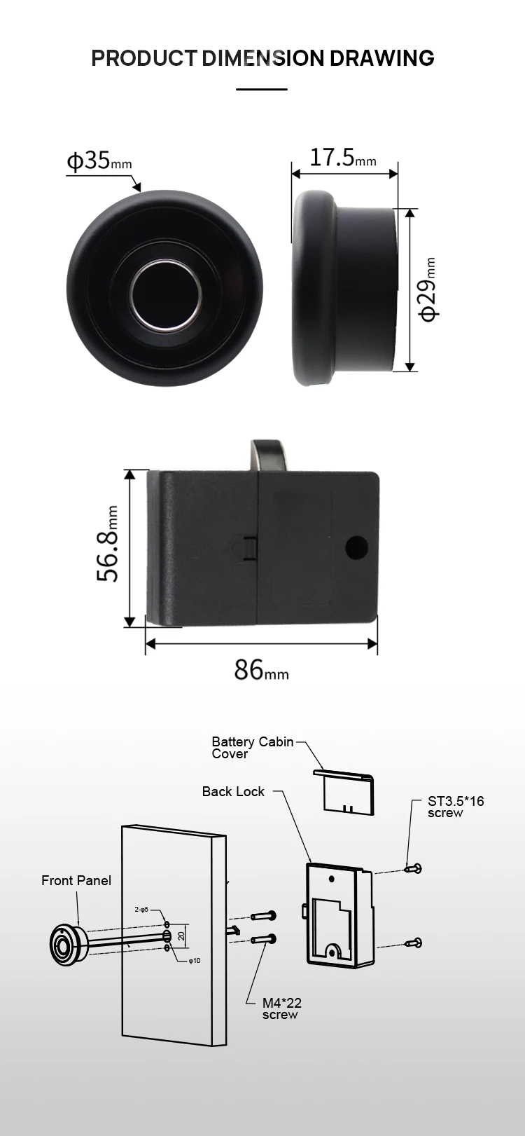 Round Cabinet Lock Size