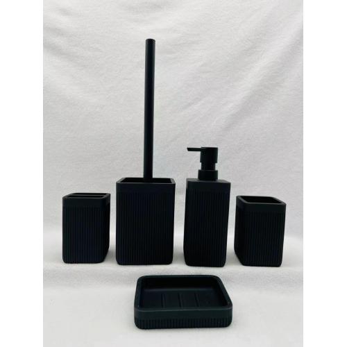 Customized black square bath set resin bottle