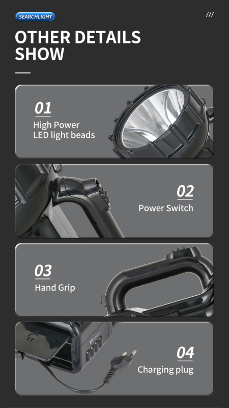 Handheld 1000m Long Range Energy Saving Hunting Searchlight