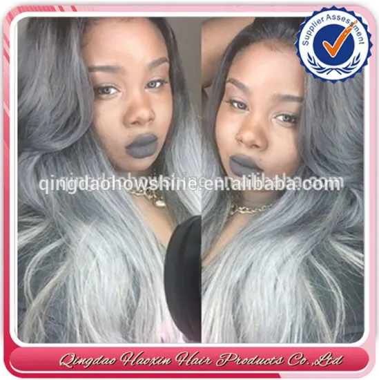 Hot!!! Charming High quality wholesale Indian hair grey hair lace wig