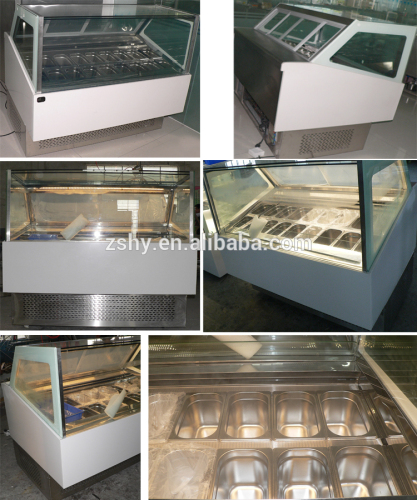 full glass ice cream showcase with 12 trays