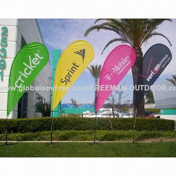 Knitted polyester teardrop banner with customized printing
