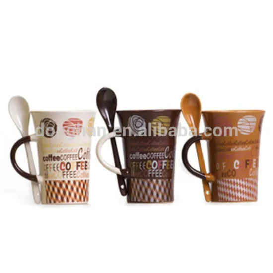 china pircelain coffee mug with spoon, mug with spoon