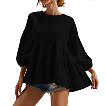 Women's Crewneck Loose Babydoll Shirt Tops