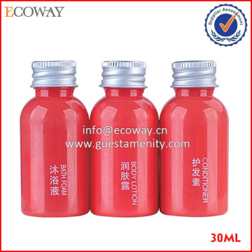 red high quality plastic hotel shampoo bottle packaging cheap small bottle