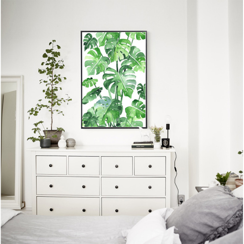 Modern Palmate Plants Canvas Print With Frame