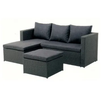 Iron Bolivar Garden Corner Sofa Set with Rattan