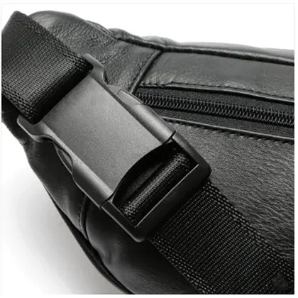 Unisex Black Pu leather Fanny Pack Waist Bag