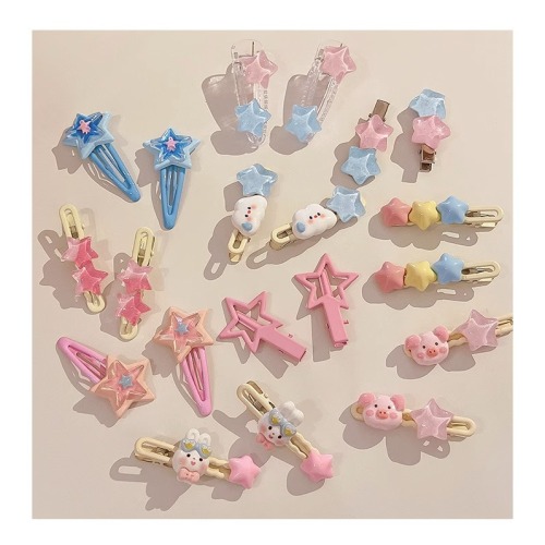 Colorful five pointed star hairpin