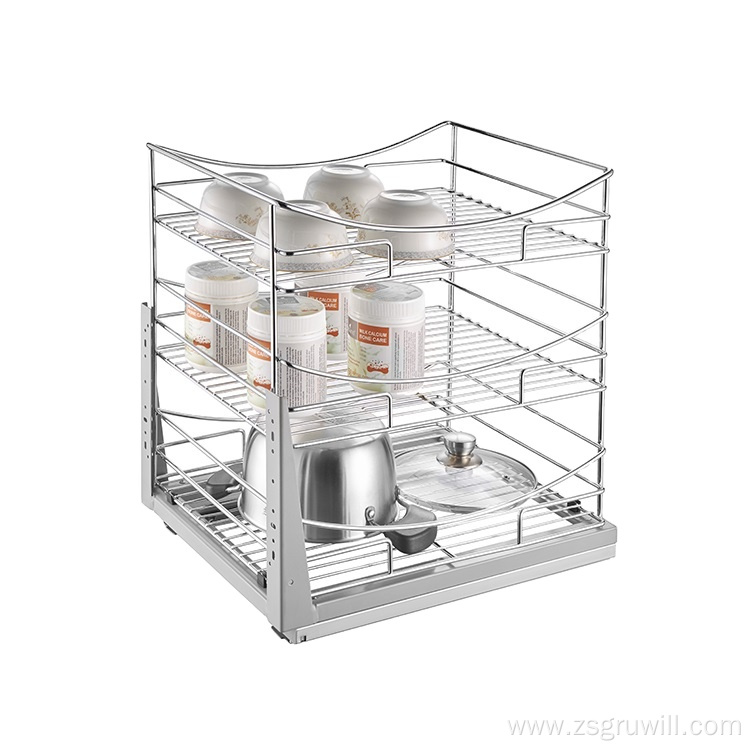 Wire Basket Pull Out Dish Rack Kitchen CabinetOrganizer