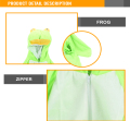 Flanel groene kikker hooded organen romper grappig kostuum