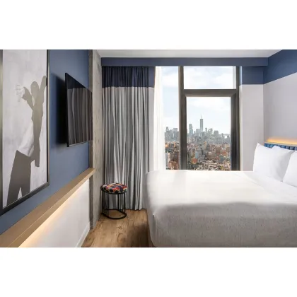 Luxury Guestroom Sets: Motto by Hilton Stylish Micro Hotel Bedroom Furniture Bunk Beds
