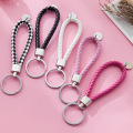 Hot Sale PU Leather Braided Woven Rope Keychain DIY Bag Key Chain Holder Car Trinket Keyring Promotional Keychains & Carabiners