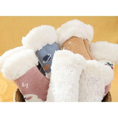 Children'S Christmas Slippers And Socks Child Non Slip Thick Fuzzy Sherpa Socks Manufactory