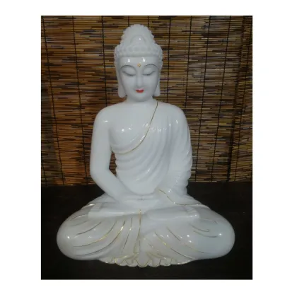 Best Quality White Marble Stone Buddha Guan Yu Sculpture