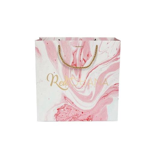 Custom Gold Foil Stamping Pink Gift Paper Bag