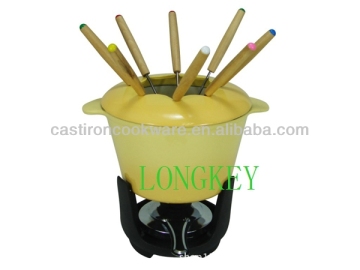 Enamel Different Colors Cast Iron Fondue Sets From China