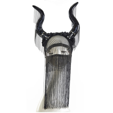 Exaggerated Halloween Horn Headband & Dark Flowers Headwear for Cosplay and Lolita Fashion