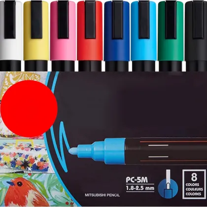 8 Pack 3mm Medium Tip Acrylic Paint Markers for Art Supplies