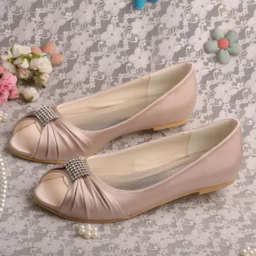 Wedopus Open Toe Nude Bridal Shoes Sale
