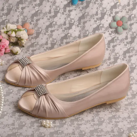 Wedopus Open Toe Nude Bridal Shoes Sale