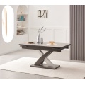 Mesa de comedor de cerámica gris de doble extensión moderna