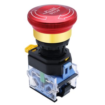 22mm Stainless Steel Emergency Stop Switch with Connection Plug 12-220V