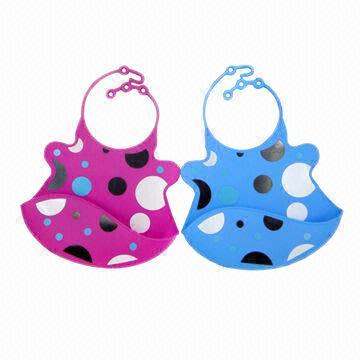 Silicone Baby Bib with Crumb Catcher and Adjustable Neck