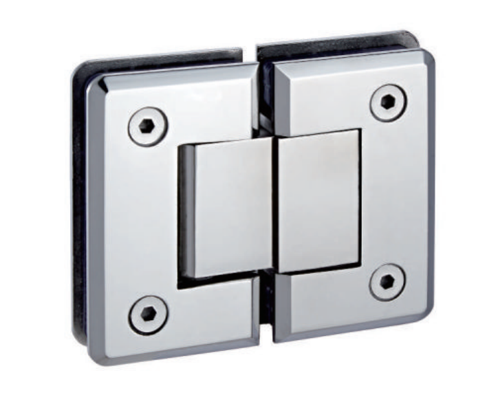 Beveled rounded 180 degree shower hinge