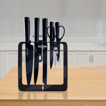 Transparent Clear Acrylic Black Plastic Kitchen Knife Stand