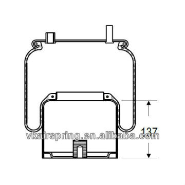 DAF 1286251 887MK4 Rubber air shock absorber/ DAF air ride suspension system air spring steel parts steel piston