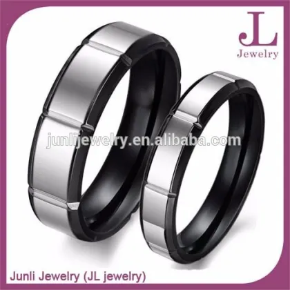 Silver Blue Two Tone Stainless Steel Couple Rings