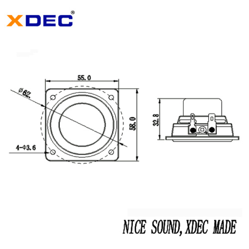 Strong waterproof IP67 55*58mm 4Ohm 10W rectangular speaker