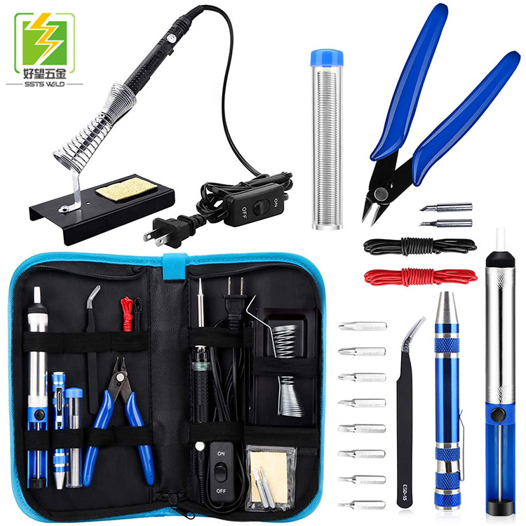 SSTS-SIS-12 60W Adjustable Temperature 12-in-1 Soldering Iron Set & Welding Tools Kit