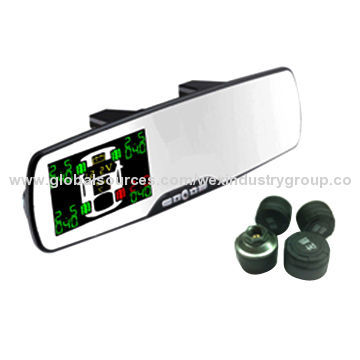 Wireless rearview mirror TPMS with external sensor applying to all passenger car