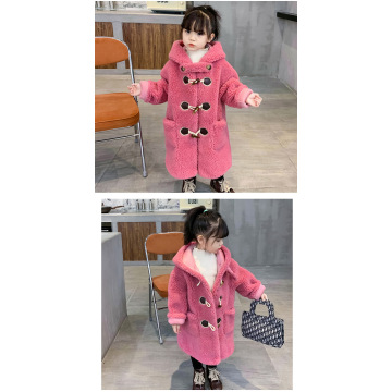 Kanak-kanak Cashmere Coat Girls &#39;Mid Panjang Fesyen Coat