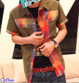 Baju lengan pendek plaid fesyen 2015 lelaki penghantaran percuma