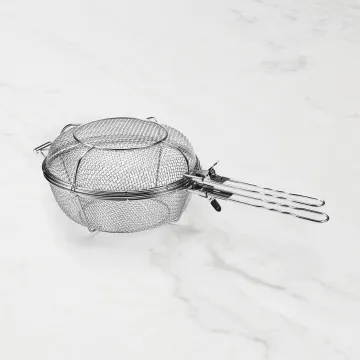 stainless steel griddle bbq pan round grill basket barbecue grilling topper