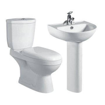 High-Quality Cheap Floor-Mounted Bathroom Set: White Ceramic Toilet & Sinks