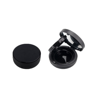 VISONPACK Branded Air Cushion Matte Black Compact Case - Empty Powder Compact with Mirror and Logo Printing