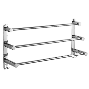 3-Tier Wall-Mounted Bathroom Towel Holder with Hooks and Towel Bar: 40-80CM