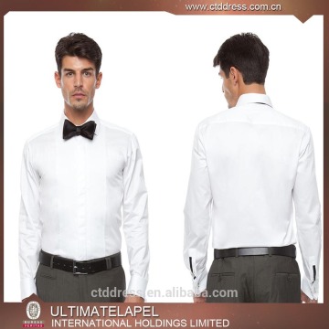 2015 wholesale hot sale 100% cotton white pleated front wedding tuxedo shirt