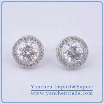 2014 Fashion Jewelry Round Shape AAA CZ Diamond Stud Earring for Wedding