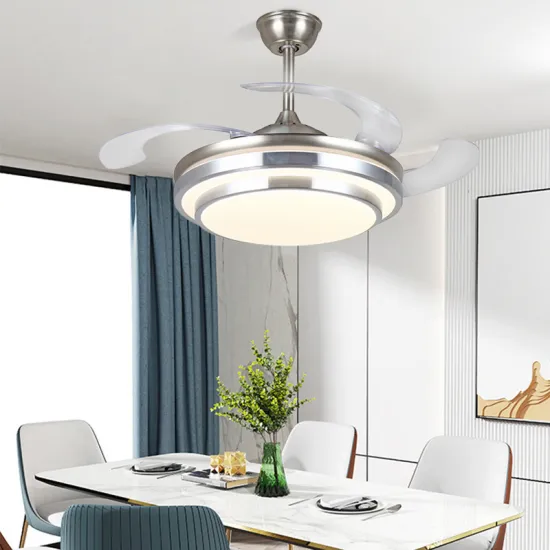 Modern Designer Retractable Remote Control LED Ceiling Fan and Light