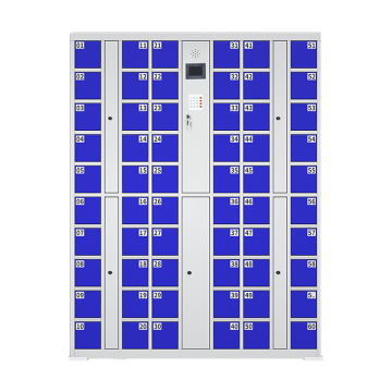Locker de teléfono inteligente con puertas transparentes, huellas digitales y estación de carga de reconocimiento facial