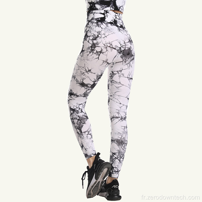 pantalon de yoga de fitness en plein air sans couture aux hanches serrées tie-dye